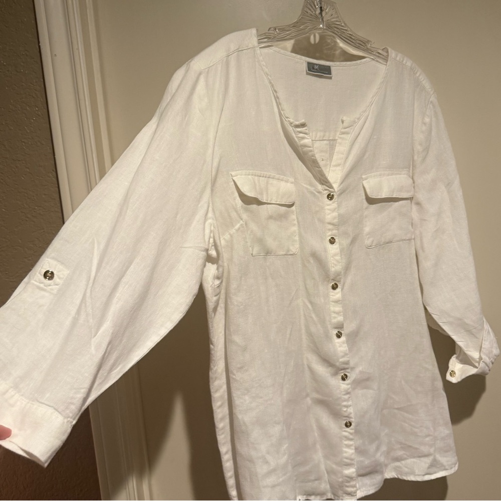 Vtg JM Collection Linen Top - Picture 3 of 16